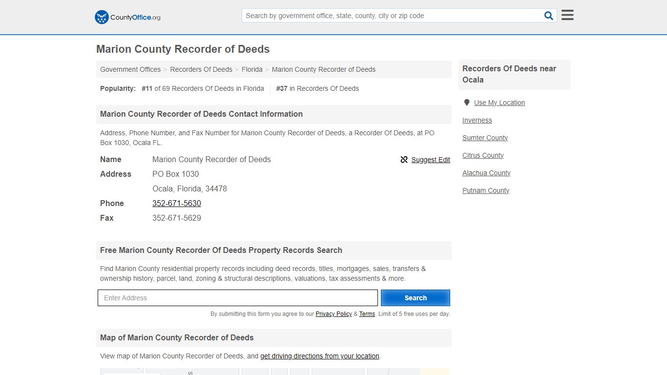 Marion County Recorder of Deeds - Ocala, FL (Address ... - County Office