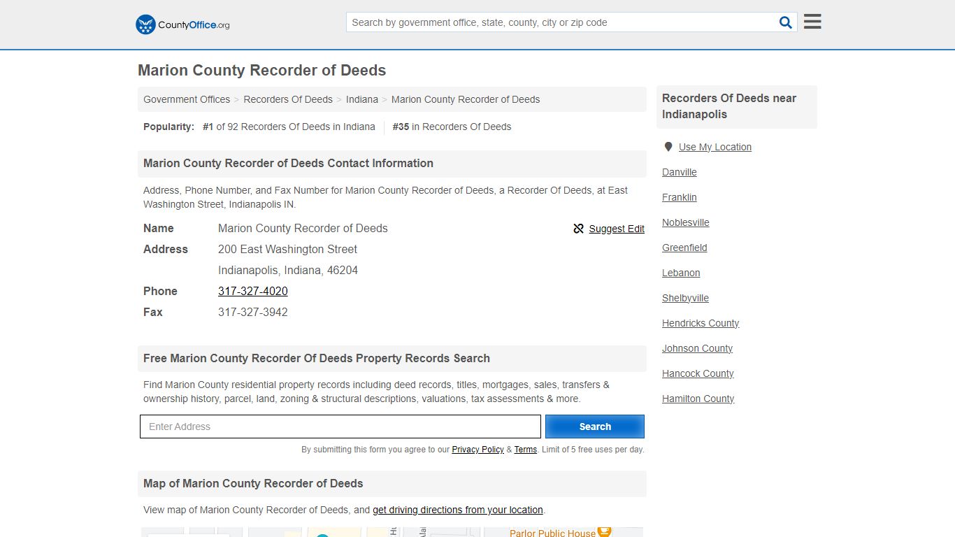 Marion County Recorder of Deeds - Indianapolis, IN ... - County Office